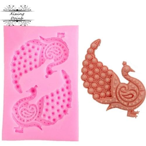 Peacock shaped fudge chocolate silicone mold diy100% food grade mold cake decoration Kitchen Baking tool