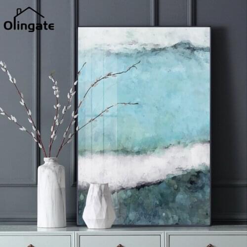 Modern Landscape Canvas Poster and Print Abstract Blue Black Color Seascape Wall Art One Piece Canvas Painting Home Decoration