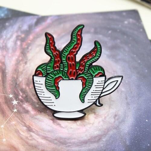 The Succulents In The Fashionable Creative Cup Are Like Twisted Watermelon Slices With Seeds Personalized Design Brooch Badge