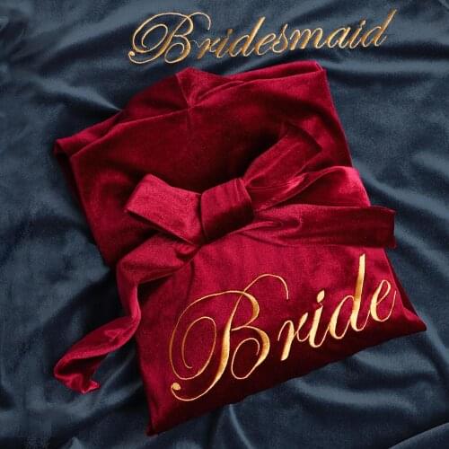 Wedding Gown Red Bride And Bridesmaid Hand Gift Gold Velvet Wedding Cardigan Makeup Gown Wedding Dress Robe Intimate Lingerie