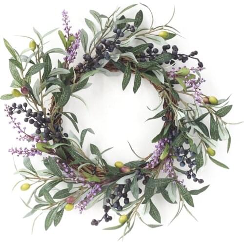 Artificial Flower Wreath Hangable Pink Rose Comfortable Wall Decoration Spring Summer Semi-handmade Plastic Elegant Garland