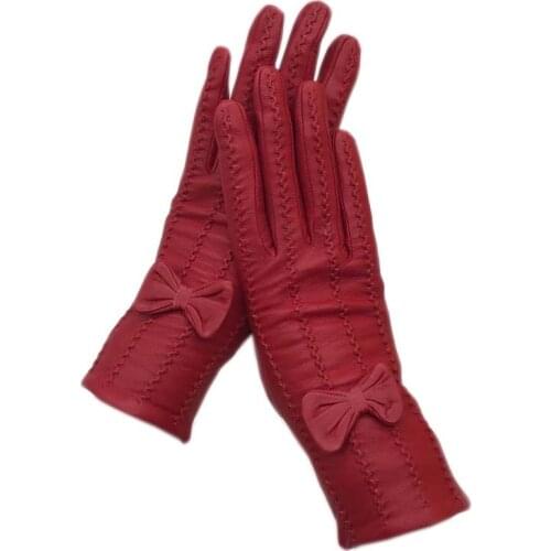 Gloves 2020 new ladies sheepskin gloves red leather fashion winter warmth beautiful free shipping genuine leather driving outdoo