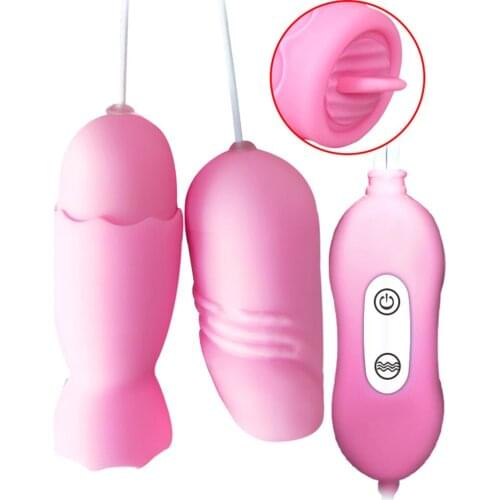 Dual Egg Vibrator Vagina Nipple Clitoris Stimulator Tongue Licking Oral Sex Toys for Adults Women Female Masturbator 12 Speeds
