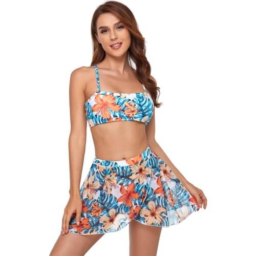 Womens High Waist Skirt Swimsuit Monokini Bikini Printed Womens Swimsuit Swimming Pool Sexy Push-up Womens Swimsuit