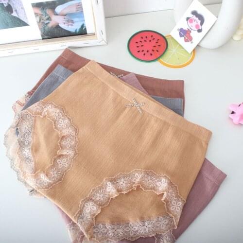 Womens Seamless Underwear With Lace Edge Middle Waist Large Elastic Band And Breathable Seamless Transparent Panties Lingerie