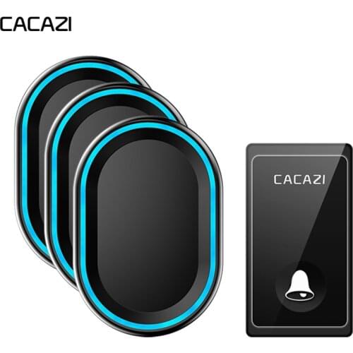 CACAZI No Battery Required Wireless Doorbell Self-powered 1 Button 3 Receivers US EU UK Plug Waterproof Smart Home Calling bell