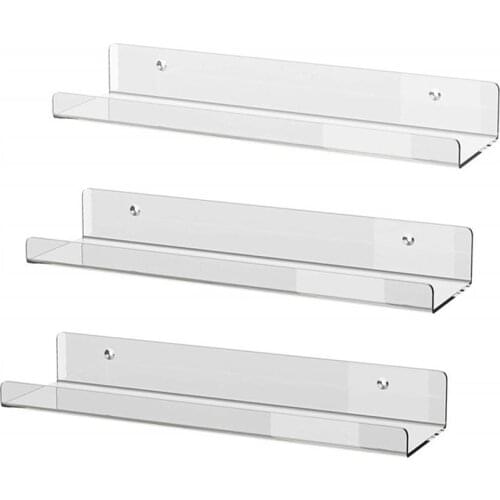 1pc Transparent Durable Acrylic Book Photo Display Rack Holder Wall Mount Shelf Application Bathroom Organizer Easy to Install