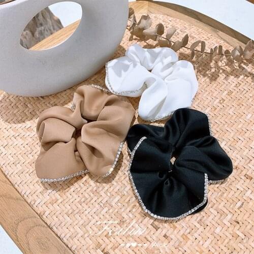 1PC Women Girls Satin Elastic Hair Band Scrunchies Soft Crystal Ponytail Holder All-Match Hair Rubber Tie Rope Accessories