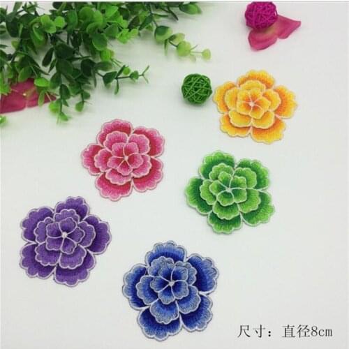 10Pcs iron on 5Colors Peony Pillow applique embroidery patch DIY Accessories lace applique 8cm patches BJ0232
