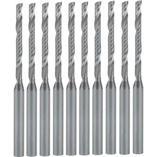 10pcs 3.175x2x22mm CNC Carbide Single Flute Spiral Bit Sharp Edge