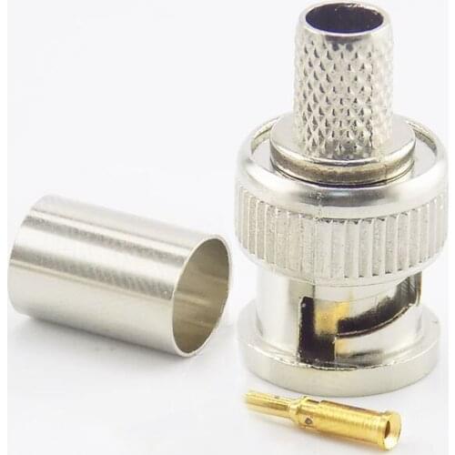 100 Set BNC Male 3 Piece RG 59 Coaxial Crimp Cable CCTV