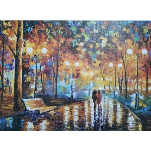 1000 Pcs Jigsaw Puzzles lectual Game Learning Education Decompression for Adults Kids Walking in the Rain Night