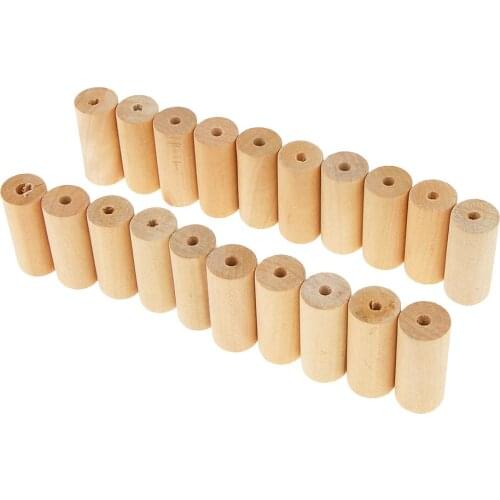 20 Pieces Montessori Teaching Aids Material Wooden Beads Cylinder Unfinished Tube Bead DIY Crafts Toy