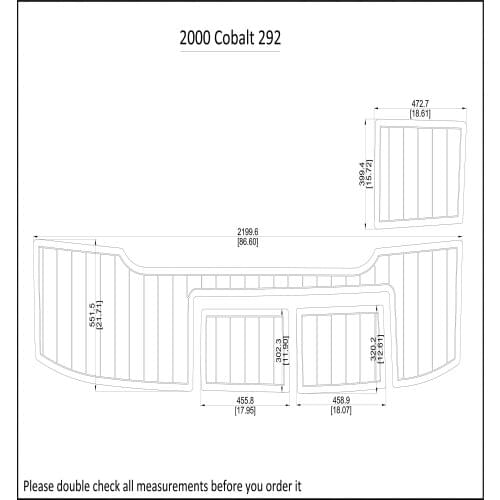 2000 Cobalt 292 Swim Step Pad EVA Teak Decking 1/4" 6mm