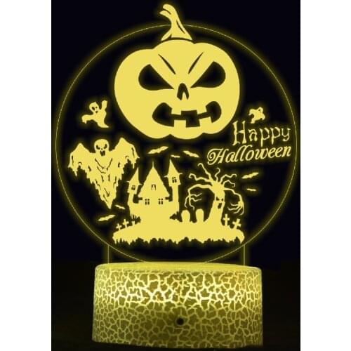 Halloween Decoration Lamp 3D NIght Light for Baby Sleeping KIds Halloween Gifts Creative Table Lamp Horror Pumpkin Lantern