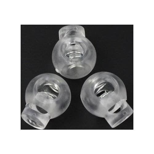 50pcs/pack/pack Cord Lock Round Ball Toggle Stopper Plastic Toggle Clip Widely For Bag Backpack/Clothing Clear White