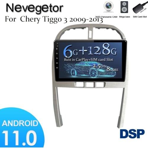 Android 11 For Chery Tiggo 3 2009-2013 GPS Navigation Multimedia Stereo Car Player GPS Navigation 2 Din 4G WIFI BT Radio No DVD