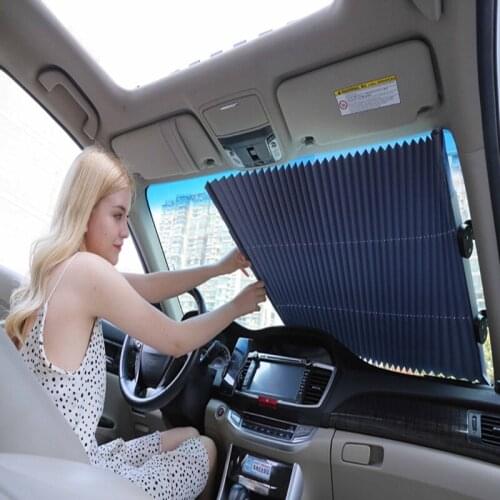 ZHIYI Car Sun Shade Automatic Telescopic Parasol Front Window Visor Protection Cover Anti-UV Car Interior Accessories