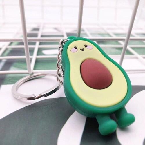 2019 New Simulation Fruit Avocado Heart-shaped Keychain Women and Men Key Chain Cute Anime Cartoon Kids Key Ring Gift Porte Clef