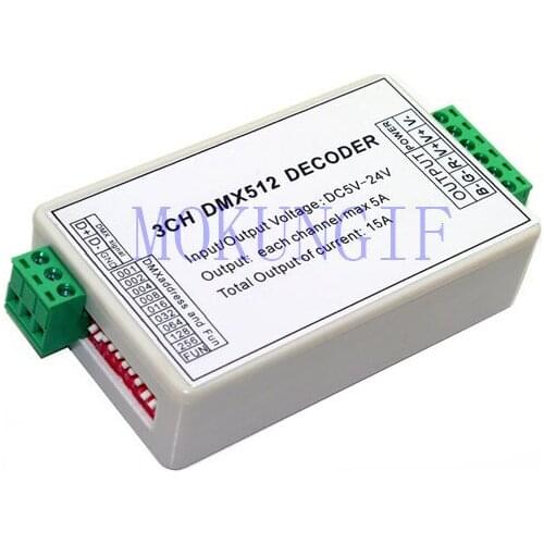 Fast shipping 5Pcs 3CH dmx dimmer Controller dmx512 decoder for led Light Bar Module Strip WS-DMX-XB22-3CH 5-24V