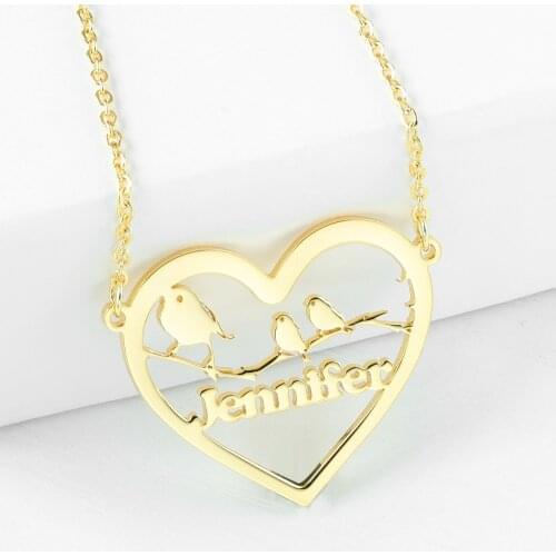 Mothers Day Stainless Steel family Couple Love Heart Animal Bird Pendant Chain Necklace Jewelry Women Mom Wedding Gift Jewelry