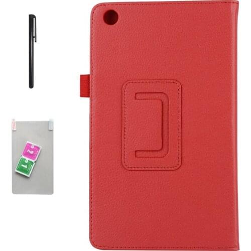 Litchi Stand PU Leather Protector Sleeve Case Skin Cover For Huawei MediaPad T3 8.0 KOB-L09 KOB-W09 8.0 inch Tablet + Film + Pen