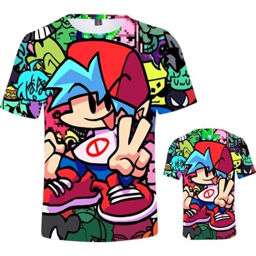Anime T Shirt Friday Night Funkin 3d Print T-shirt Women Mens Tshirt Summer Short Sleeve Kids Clothing Boys Tops Tees Camiseta