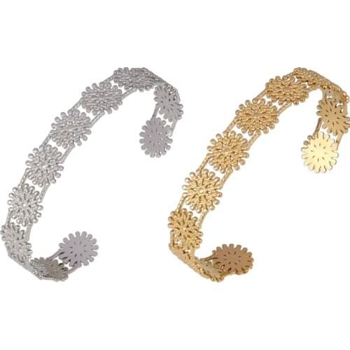 Geometric Open Cuff Bracelet Stainless Steel Bracelet For Women Vintage Punk Curb Cuban Chain Bracelets Jewelry