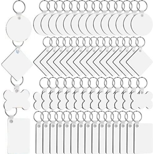 Hot YO-40PCS Sublimation Keychain Blank Kit,DIY Thermal Transfer Blank Keychain with Key Ring,for Thermal Transfer