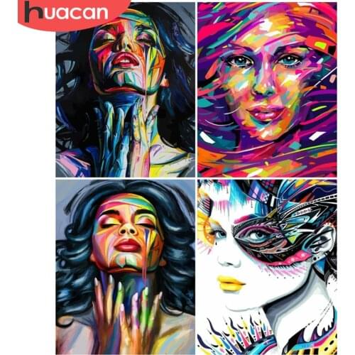 HUACAN Painting By Numbers Woman Acrylic Unique Gift Pictures By Number Portrait Kits Home Decoration