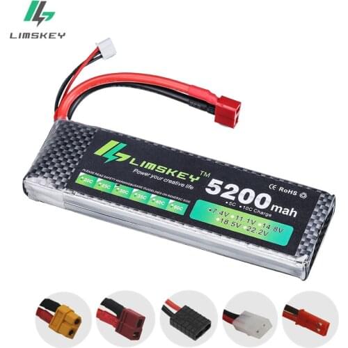 Limskey Power 7.4V 5200mAh Lipo Battery 30C 2S Battery 2S LiPo 7.4 V 5200 mAh 30C 2S 1P Lithium-Polymer Batterie For RC car