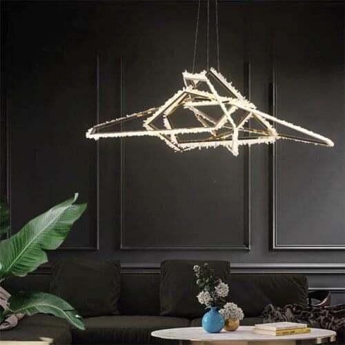 Natural Crystal Chandelier Light Villa Hall Dining Livingroom Bedroom Postmodern LED Hanging Lamp New Design Engineering Fixture