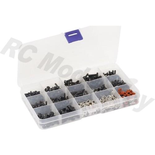 M3 M4 Screws Box Set Hexagon Socket Head Cap E-Clip Washer R Clip Hex Socket Grub Screws for 1/10 Bigfoot HSP 94123/94111/94188