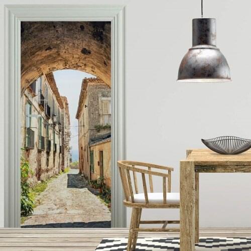 3D Customized Door Mural European Town Scenery Wallpaper mural Wall Print Decal Wall Mural Photo self adhesive door wrap