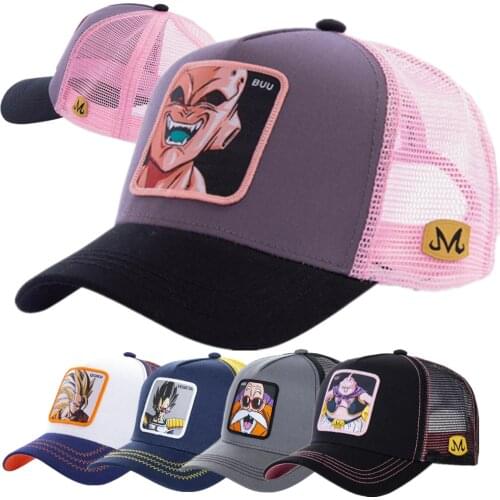 Newest Dragon Ball & Naruto Anime Mesh Cap Hot Style Patch Trucker Hat Curved Brim Baseball Cap Gorras Casquette Dropshipping