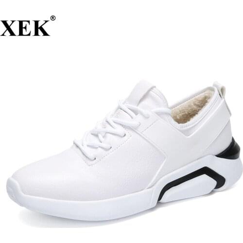 XEK 2018 New Microfiber Spring Men PU Leather Shoes Flats Shoes For Men Light Comfortable Lace Up Mens Running Sneakers JH112