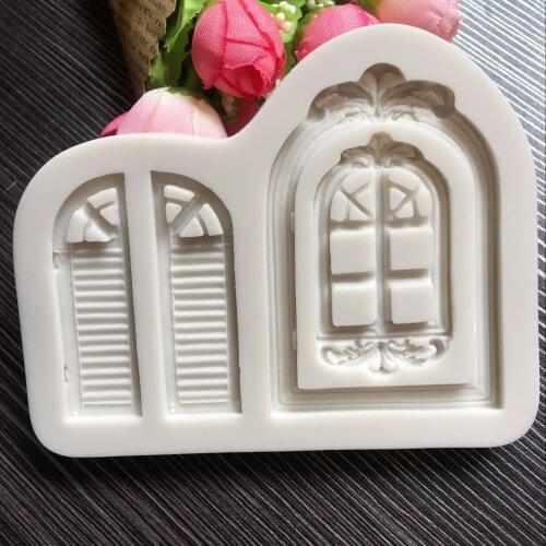 New DIY Retro Door & Window Frame Silicone Molding Fondant Cake Decorating Tools Dough Chocolate Candy Baking Tools