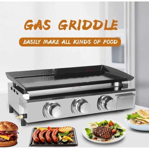 New Gas BBQ Grill 4 burners LPG Griddle Plancha Stainless Steel Burner Cast Iron Hot Plate Outdoor Camping Barbecue Tools