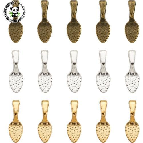 Pandahall 1 Set Alloy Glue-on Flat Pad Bails for Jewelry Findings DIY Necklace Bracelet Making Leaf Shape Mixed Color 15x5x5mm