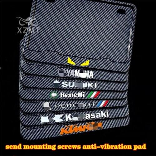 Suitable for Moto Motorcycle License Plate Holder Frame Motorcycles Numbers Plates Protector Cover Carbon Fiber Paint Stainless
