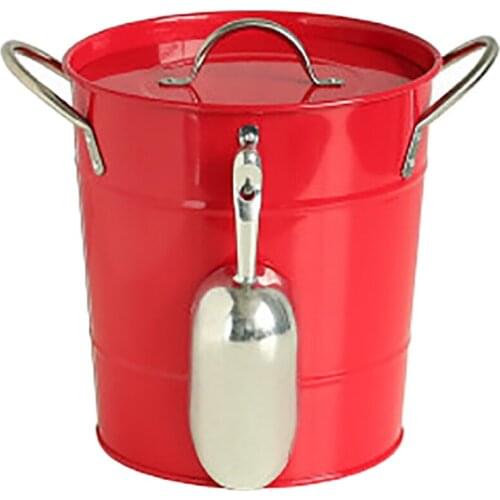 Portable Round Ice Bucket Beer Barrel Thicken Metal With Cover Drum