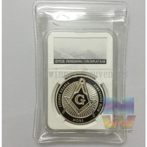 Free And Accepted Masons Logo Silver Plated Commemorative Coin Of Religious Brotherhood For Business Gifts with PCCB Case