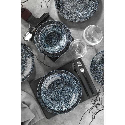 Durable Dark Blue Design 6 Persons 24 PCS Turkish Made Porcelain Dinnerware Set