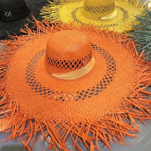 Summer Beach Hat Women Straw Raffia Hollow out Sun Hat Tassel Wide Brim Hat Travel Summer Hat Colorful Sunscreen Visors Hat