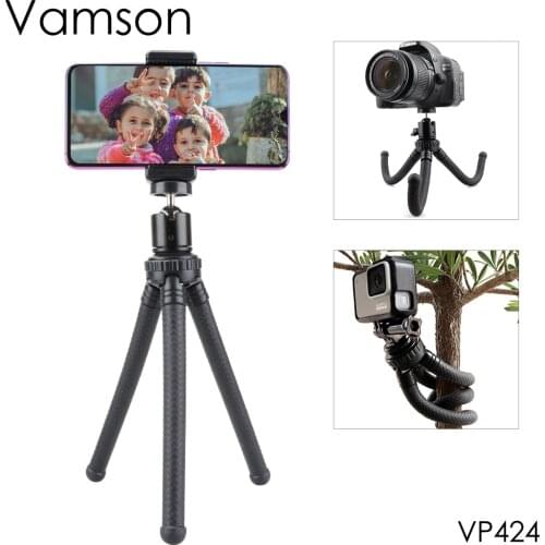 Vamson for GoPro hero 8 7 6 5 Octopus Flexible Portable Tripod Bracket Monopod Selfie Stick For iPhone DSLR Camera VP424