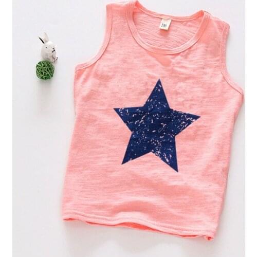 Hhigh quality summer Girl boy fashion t-shirts Soft comfortable cotton Baby Casual Vest print star gilet kid clothes