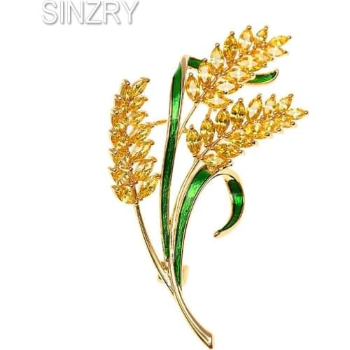 SINZRY Original design CZ brooch jewelry cubic zircon wheatear dress brooches pin lady scarf button jewelry gift