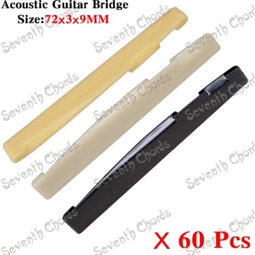 60 Pcs Plastic Fully Compensated Acoustic Guitar String Bridge Saddle - 72x3x9mm