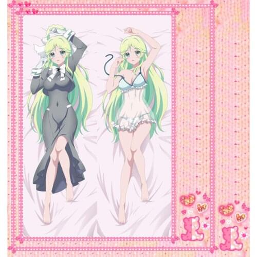 Anime Cartoon Luck Double Bolster Hugging Pillow Case Cover Pillowcase Peach Skin 2 Way / WT No.62002
