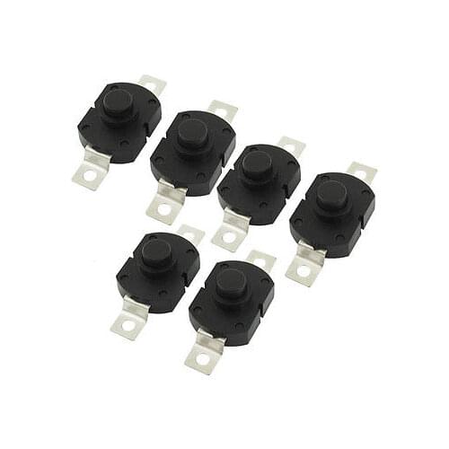 Free Shipping 6pcs Horizontal 2 Pin Terminals On/Off Position Torch Pushbutton Switch